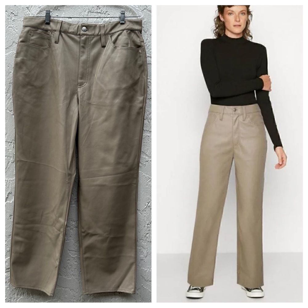 MADEWELL‎ The Perfect Vintage Straight Jean Faux Leather Women’s Size 32 Neutral